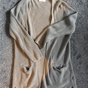 Old Navy Taupe Ribbed Open-Front Cardigan